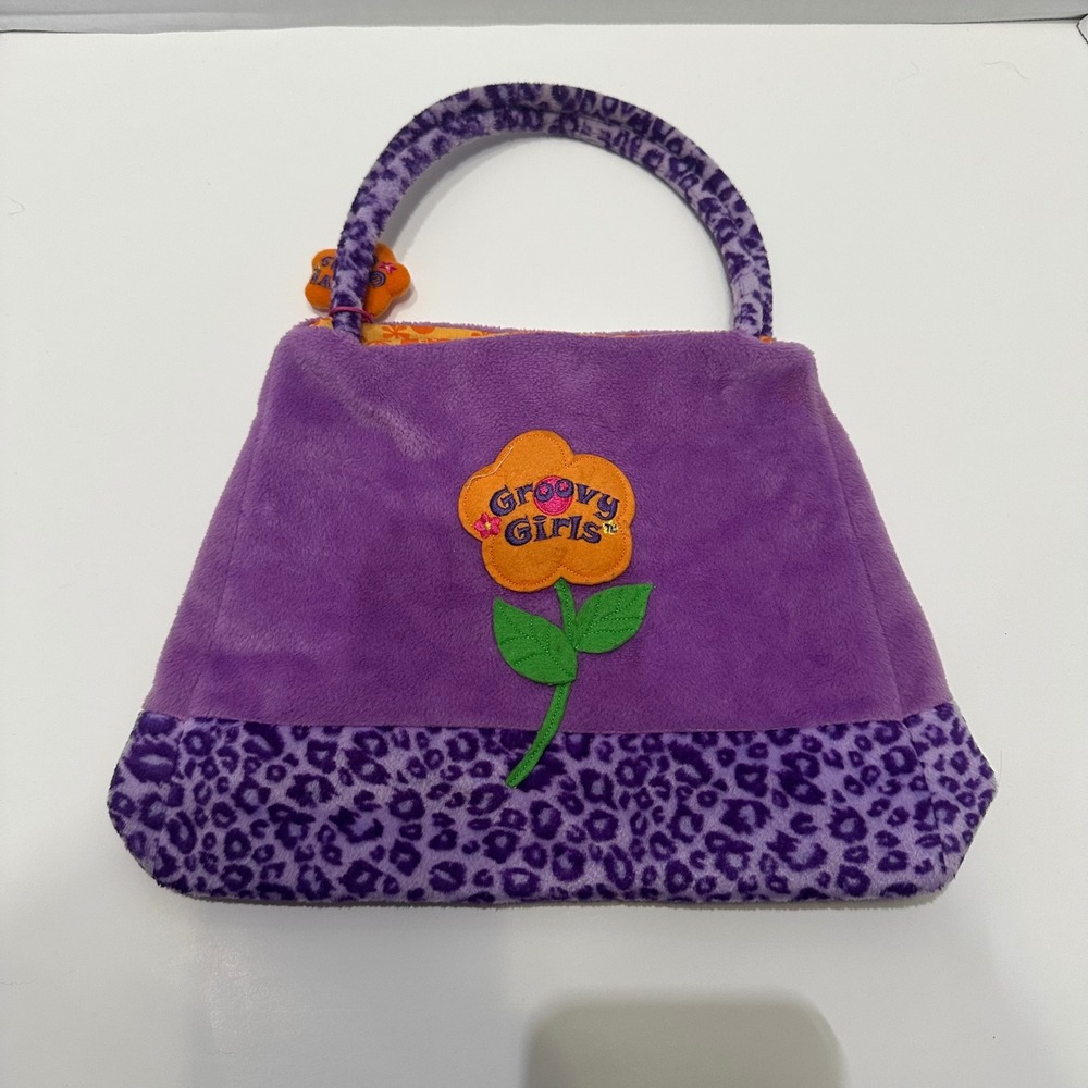 Manhattan Toy Groovy Girls Plush Purse Purple Leopard Print Handbag Y2K